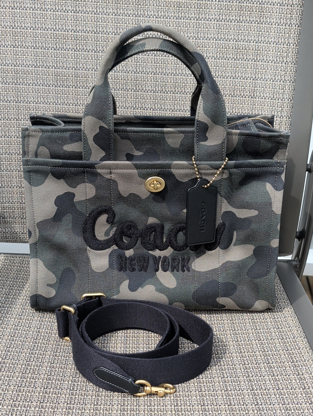 Coach Medium Camo Canvas Cargo Tote (CY845) EUC